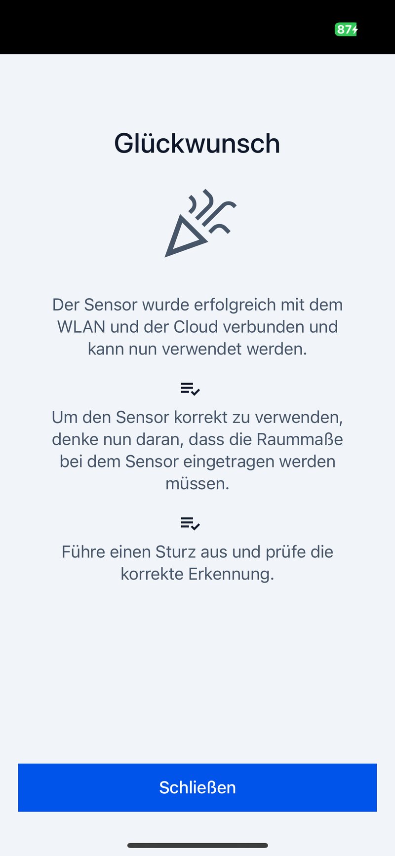 Sensor erfolgreich verbunden