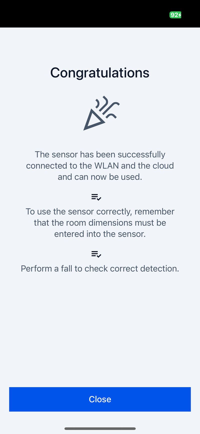 Sensor connected successfully