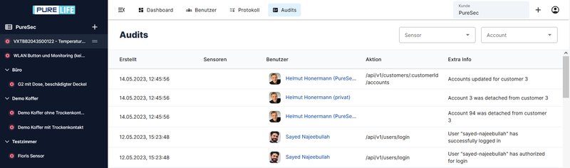 PureLife Cloud Auditlog
