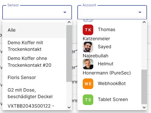 PureLife Cloud Auditlog filtern