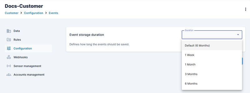 Storage duration of events