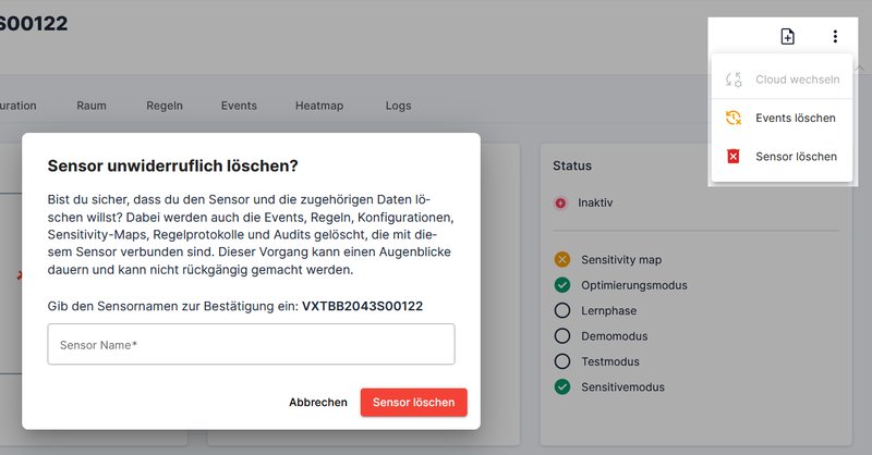 Sensor löschen