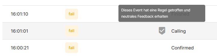 Beispielmeldung in den Events. Der Empfänger hat ein neutrales Feedback gegeben.