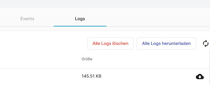 Ausschnitt des Sensor-Interfaces für die Sensor-Logs